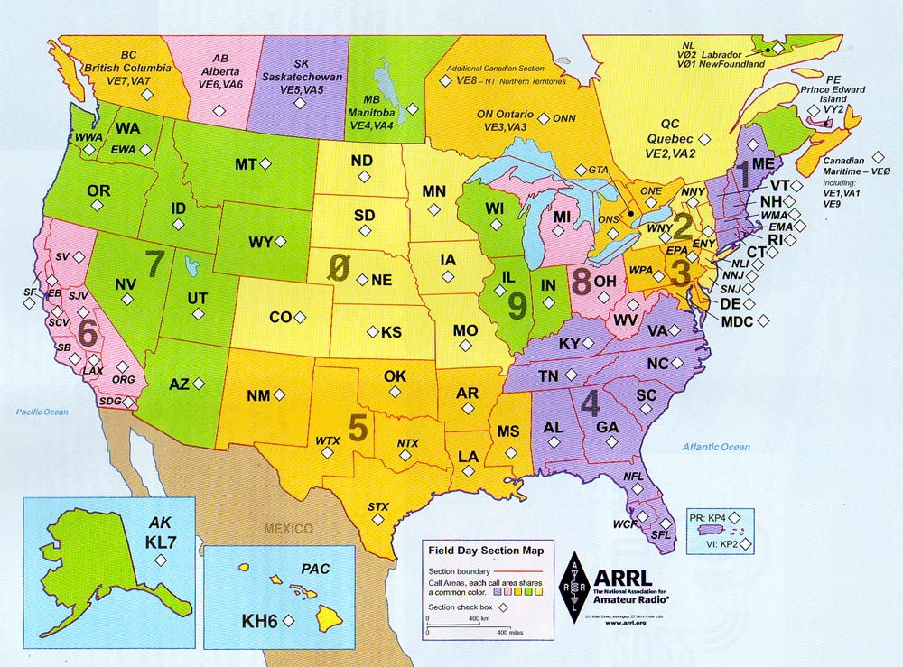 ARRL Field Day Section Map