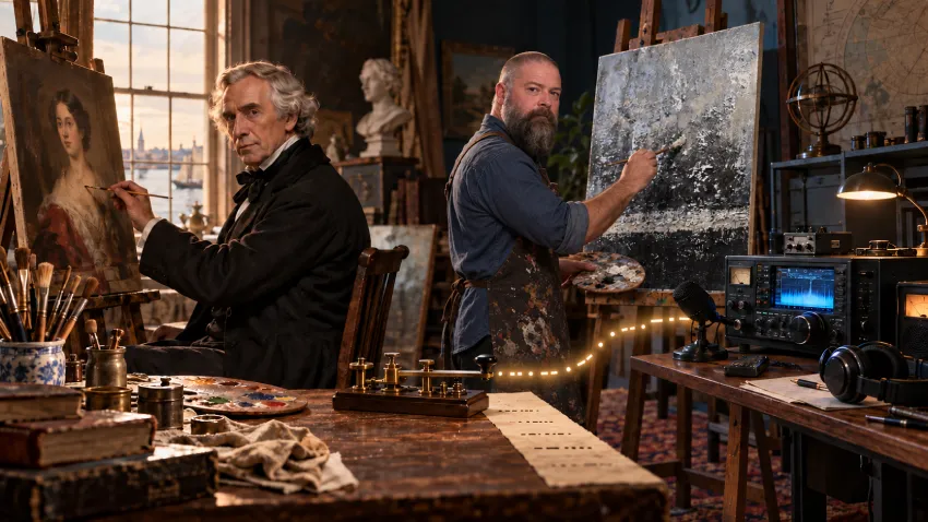 image of Mamuel Morse and KI5NPL painting together